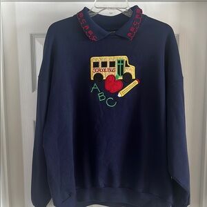 Vintage School Bus Embroidered Sweatshirt
